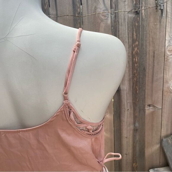 Free People Blouson Satin Crochet Lace Crop Top Size S - Picture 7 of 10